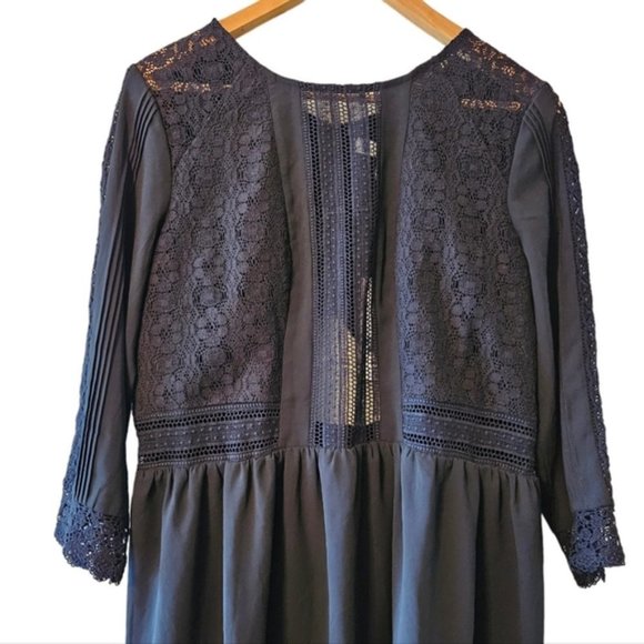 Revolve Heartloom Aimee Lace Mini Dress Cutout Quarter Sleeve Black Dress Size L - Picture 6 of 16